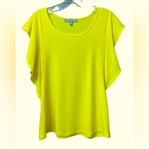 NY Collection yellow Short ruffled blouse, Size S
